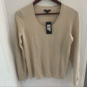 Tommy Hilfiger Tan Sparkle Scoop Neck Sweater